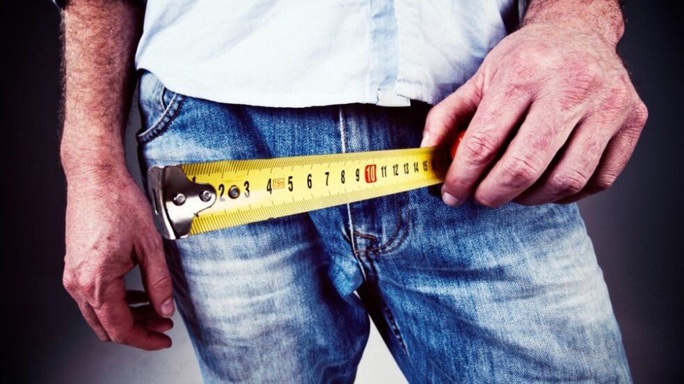 men measure penis after gel enlargement